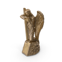 Bronze Angel on Rock with Cross PNG & PSD Images