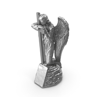 Angel on Rock with Cross Metal PNG & PSD Images