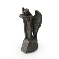 Angel on Rock with Cross Bronze Outdoor PNG & PSD Images