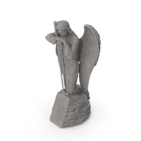 Angel on Rock with Sword Stone PNG & PSD Images