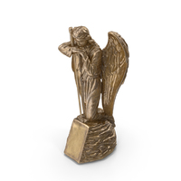 Angel on Rock with Sword Bronze PNG & PSD Images