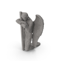 Angel on Knee with Cross Stone PNG & PSD Images