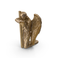 Angel on Knee with Cross Bronze PNG & PSD Images