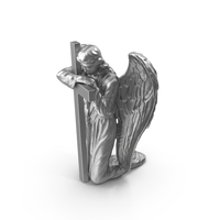 Angel on Knee with Cross Metal PNG & PSD Images