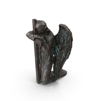 Angel on Knee with Cross Bronze Outdoor PNG & PSD Images