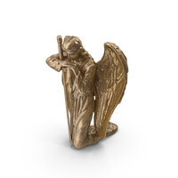 Bronze Angel on Knee with Sword PNG & PSD Images