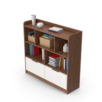 Dark Wood Bookshelf with Books PNG & PSD Images