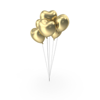 Gold Heart Party Gift Balloons PNG & PSD Images