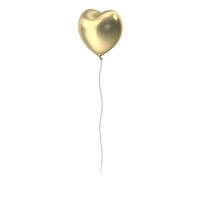 Single Heart balloons Gold PNG & PSD Images