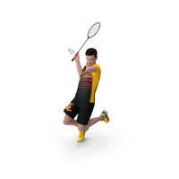 Asian Man with Badminton Racket Playing PNG & PSD Images