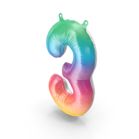 Rainbow Balloon Numbers 3 PNG & PSD Images