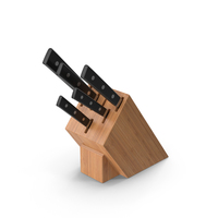 Wooden Kitchen Knife Holder with Knives PNG & PSD Images