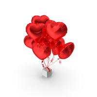 Bouquet of Red Heart Balloons with Gift Box PNG & PSD Images