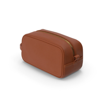 Closed Leather Cosmetic Bag Brown PNG & PSD Images