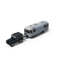 Airstream Trailer and Jeep (Black) PNG & PSD Images