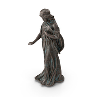 女人触摸青铜户外雕像PNG和PSD图像