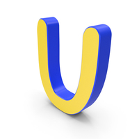 Letter U Yellow and Blue PNG & PSD Images