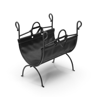 Folding Log Rack with Empty Leather Sling PNG & PSD Images