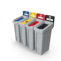 Four Compartments Recycling Station Set PNG & PSD Images