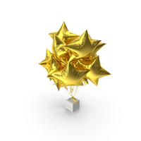 Gold Star Balloon Bouquet with Gift Box PNG & PSD Images