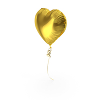 心形箔气球金色PNG和PSD图像