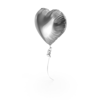 Heart Shaped Foil Balloon Silver PNG & PSD Images