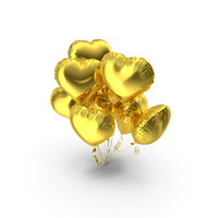 Heart Shaped Gold Balloon Bouquet PNG & PSD Images