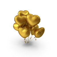 Heart Shaped Matte Gold Balloon Bouquet PNG & PSD Images