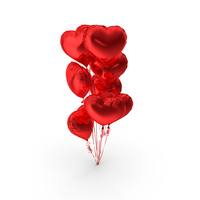 Helium Red Heart Shape Balloons Bouquet PNG & PSD Images