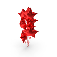 Helium Star Shape Balloons Bouquet Red PNG & PSD Images