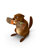 Cartoon Beaver with Log PNG & PSD Images