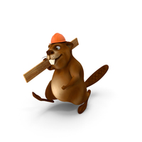 Cartoon Beaver with Plank PNG & PSD Images