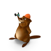 Cartoon Beaver with Screw Driver PNG & PSD Images