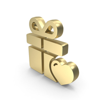 Gold Heart Gift Love Icon PNG & PSD Images