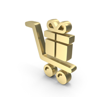 Gold Shopping Online Cart Symbol PNG & PSD Images