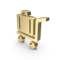 Gold Shopping Cart With Luggage Symbol PNG & PSD Images