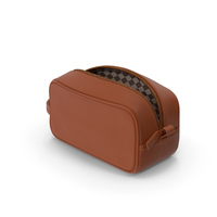 Open Cosmetic Bag Leather Brown PNG & PSD Images