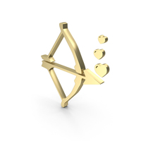 Love Heart Bow Arrow Gold PNG & PSD Images