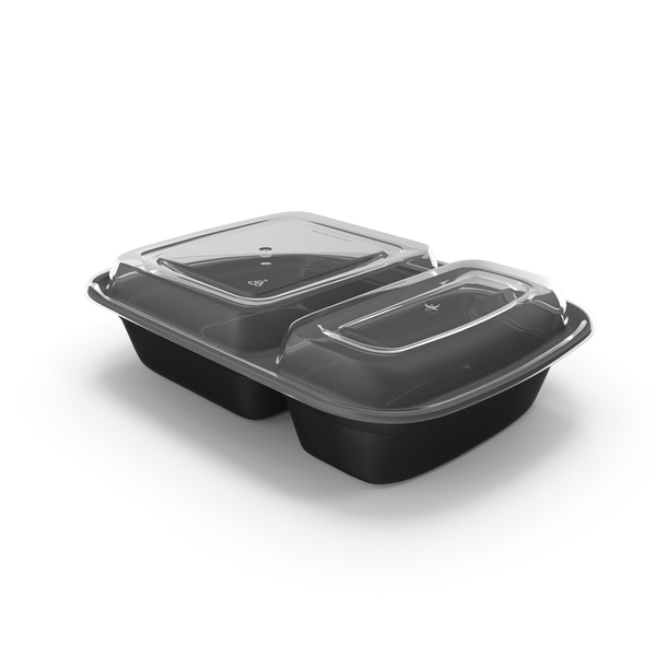 3D Plastic 2 Compartment Food Container with Clear Lid