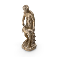 Satyr With Wineskin Bronze Statue PNG & PSD Images