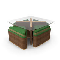 Terrace Wicker Table with Seats PNG & PSD Images