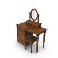 Victorian Desk Mirror Stool Set Old Natural PNG & PSD Images