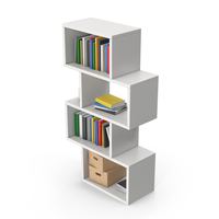Bookcase With Books White PNG & PSD Images