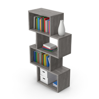Bookcase With Books Gray PNG & PSD Images