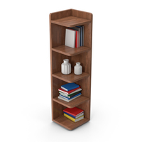 Corner Bookshelf Set Dark Wood PNG & PSD Images