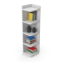 Corner Bookshelf Set White PNG & PSD Images