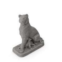 Lioness With Cubs Stone Statue PNG & PSD Images