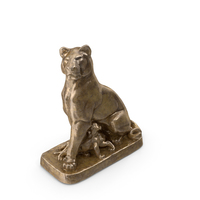 Lioness With Cubs Bronze Statue PNG & PSD Images