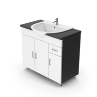 Wash Basin With Black White Cabinet PNG & PSD Images