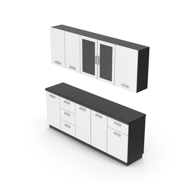 Kitchen Cabinets Black White PNG & PSD Images
